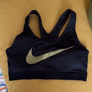Nike Women's Black and Gold Sports Bra